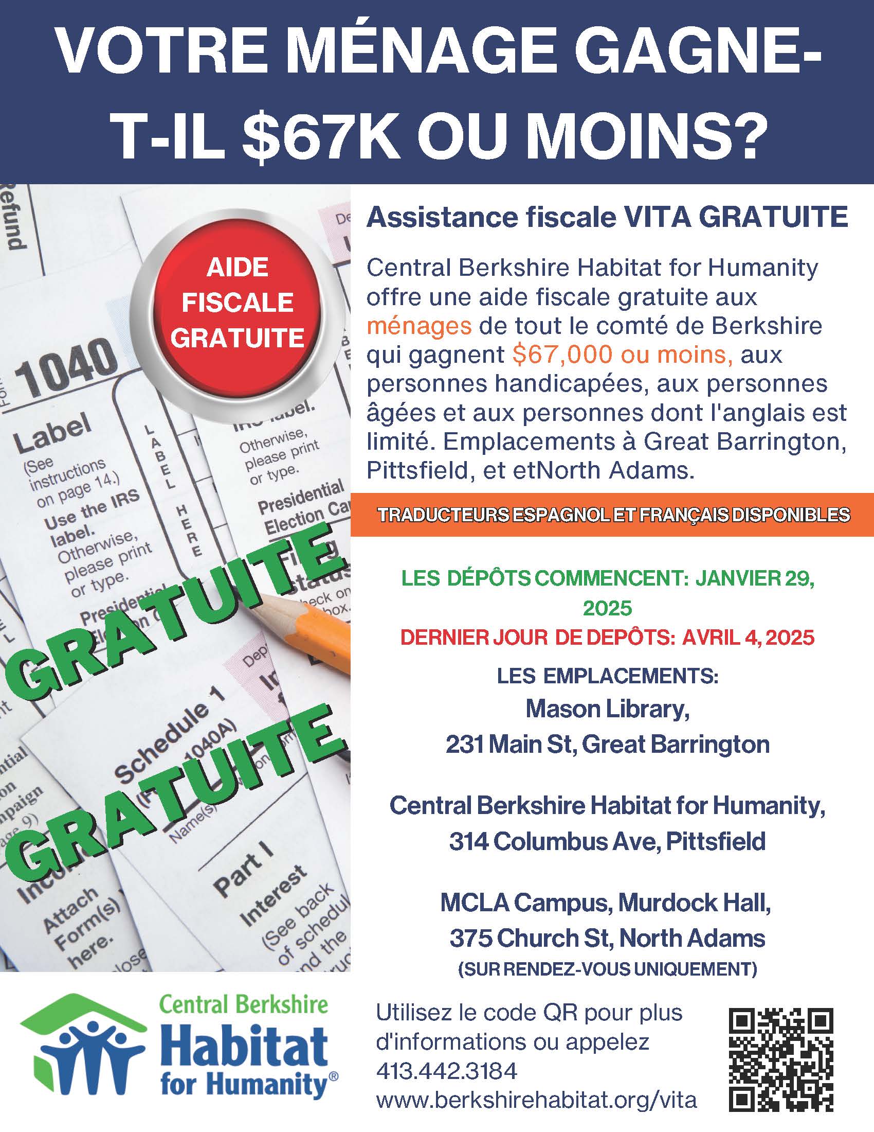 image of flyer in french for volunteer income tax assistance